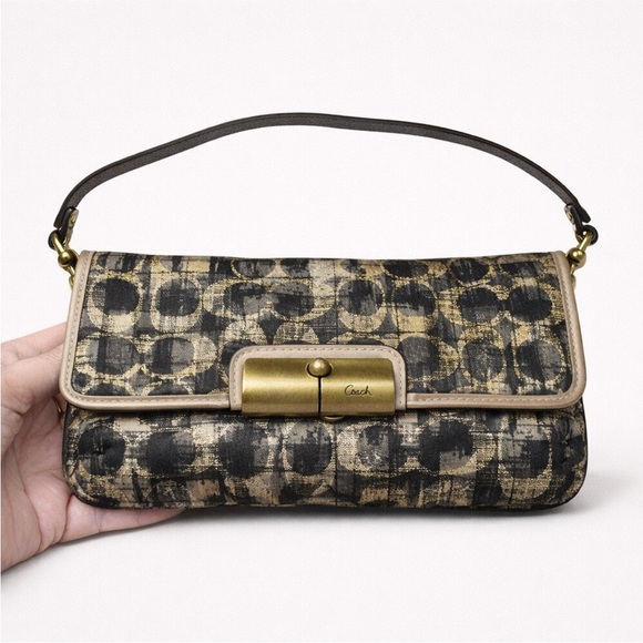 Coach Kristin Op Art pattern in a metallic gold EUC - Picture 4 of 14